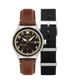 Avi-8 Men's Hawker Hurricane Mckellar Dual-time Brown Leather Strap Watch, 44mm In Black