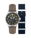 Avi-8 Men's Hawker Hurricane Mckellar Dual-time Gray Leather Strap Watch, 44mm In Brown