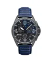 Avi-8 Men's P-51 Mustang Blakeslee Chronograph Blue Leather Strap Watch, 43mm In Blue