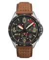 Avi-8 Men's P-51 Mustang Blakeslee Chronograph Bronze Oak Brown Genuine Leather Strap Watch, 43mm In Brown