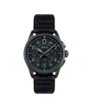 Avi-8 Men's Spitfire Lock Chronograph Black Leather Strap Watch, 42mm In Black