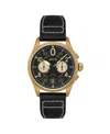 Avi-8 Men's Spitfire Lock Chronograph Black Leather Strap Watch, 42mm In Black
