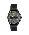 Avi-8 Men's Spitfire Lock Chronograph Black Leather Strap Watch, 42mm In Gray