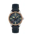 Avi-8 Men's Spitfire Smith Automatic Blue Leather Strap Watch, 42mm In Blue