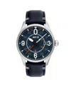 Avi-8 Men's Spitfire Smith Automatic Blue Leather Strap Watch, 42mm In Blue