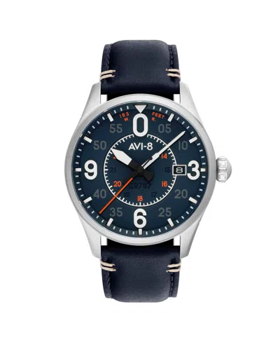 Avi-8 Men's Spitfire Smith Automatic Blue Leather Strap Watch, 42mm