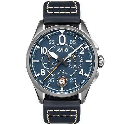 Pre-owned Avi-8 Spitfire Lock Chronograph Channel Blue Watch - Brand