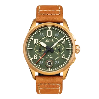 Pre-owned Avi-8 Spitfire Lock Stainless Steel 42mm Japanese Quartz Wristwatch