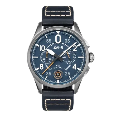 Pre-owned Avi-8 Spitfire Lock Stainless Steel 42mm Japanese Quartz Wristwatch
