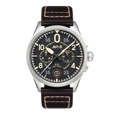 Pre-owned Avi-8 Spitfire Lock Stainless Steel 42mm Japanese Quartz Wristwatch