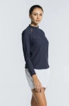 Avi Pickleball Volley Zip Long Sleeve In Sapphire Blue