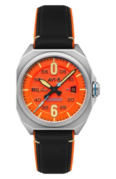 Avi-8 Bell X-1 Machbuster Automatic Leather/rubber Strap Watch, 41mm In Black