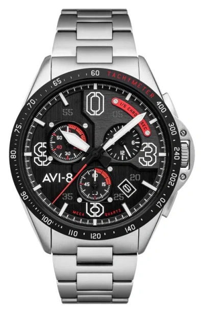 Avi-8 P-51 Mustang Blakeslee Chronograph Bracelet Watch, 43mm In Silver