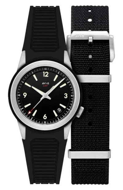 Avi-8 X Worn & Wound Creative Services Crvt 3775a Night Shadow Automatic Watch, 37.75mm In Black