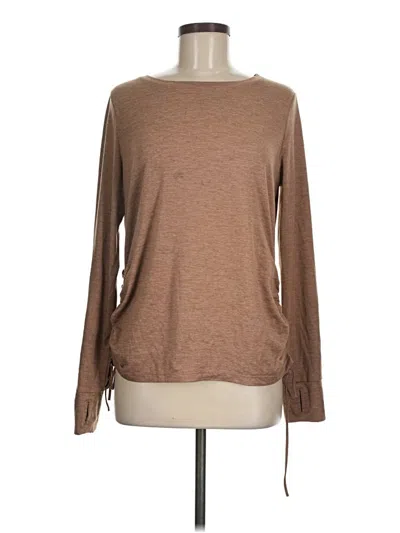 Pre-owned Avia Long Sleeve Top Brown Crew Neck Tops