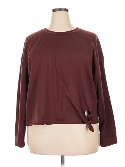 Pre-owned Avia Long Sleeve Top Burgundy Keyhole Neckline Tops