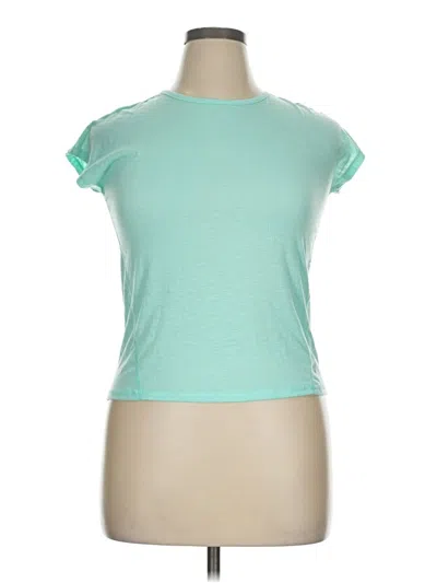 Pre-owned Avia Short Sleeve Top Teal Keyhole Neckline Tops In Blue