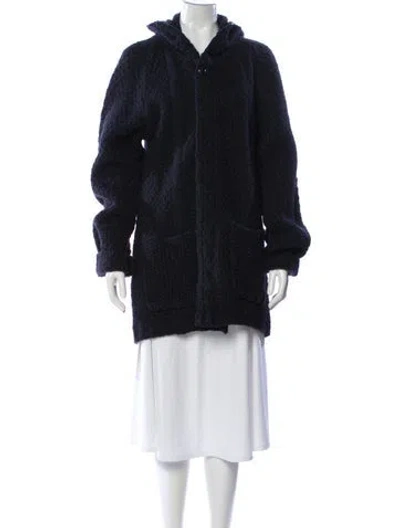 Pre-owned Aviatic Virgin Wool Faux Fur Jacket In Blue