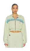 Aviator Nation 5 Stripe Cropped Zip Hoodie In Multi