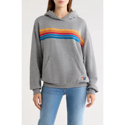Aviator Nation 5 Stripe Hoodie In Gray