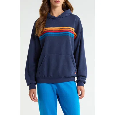 Aviator Nation 5 Stripe Hoodie In Blue