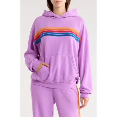 Aviator Nation 5 Stripe Hoodie In Purple