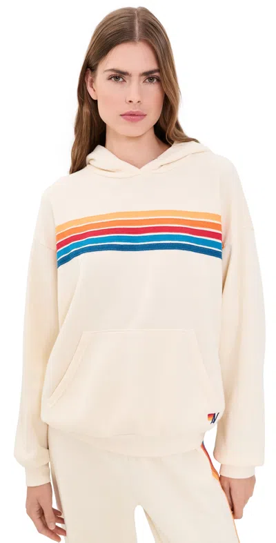 Aviator Nation 5 Stripe Hoodie Vintage White