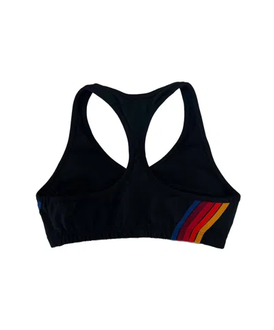 Aviator Nation 5 Stripe Sports Bra In Black