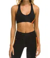 Shop Aviator Nation 5 Stripe Sports Bra In Charcoal In Pink
