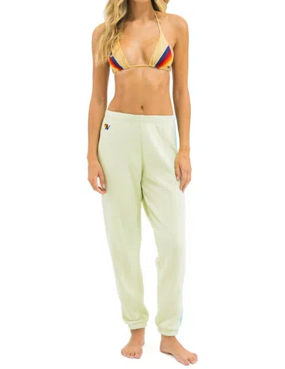 Aviator Nation 5 Stripe Stitch Sweatpant In Lime Cream/seafoam In Multi