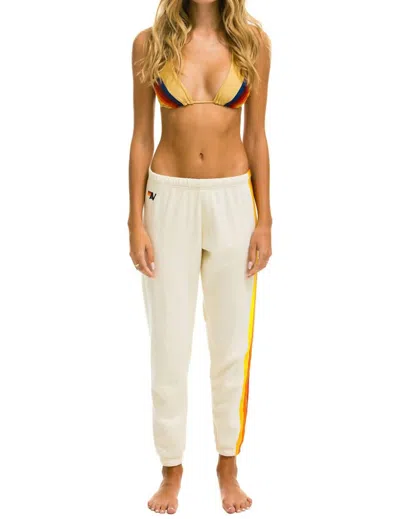 Aviator Nation 5 Stripe Sweatpant In White