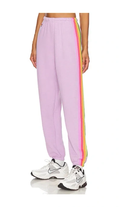 Aviator Nation 5 Stripe Sweatpant In Mauve,pink Green