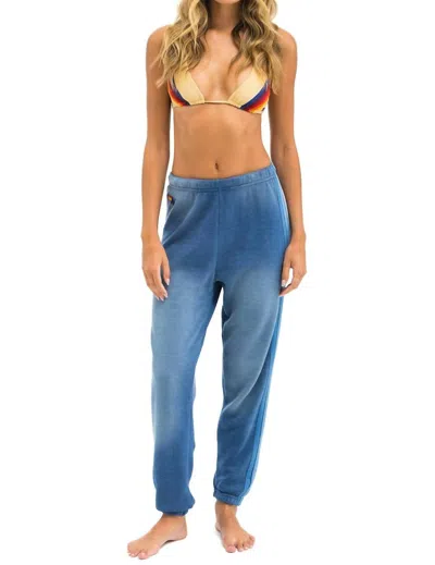AVIATOR NATION 5 STRIPE SWEATPANTS IN FADED WATER