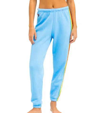 Aviator Nation 5 Stripe Sweatpants In Sky/rainbow In Blue