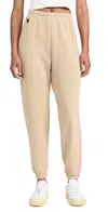 Aviator Nation Stripe Sweatpants In Sand/pink Green