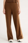 Aviator Nation 5-stripe Wide Leg Sweatpants In Brown