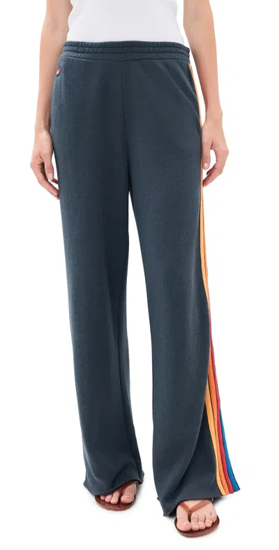 Aviator Nation 5 Stripe Wide Leg Sweatpants Charcoal