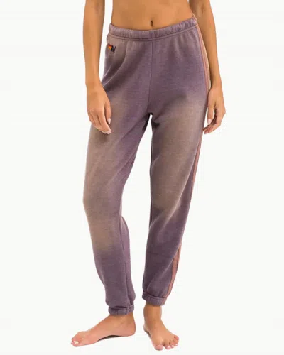Aviator Nation 5 Stripe Womens Sweatpants In Faded Mocha In Purple