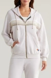 Aviator Nation 5-stripe Zip Hoodie In Dove Grey/white Grey