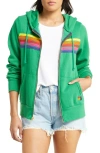 Aviator Nation 5-stripe Zip Hoodie In Green