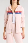 Aviator Nation 5-stripe Zip Hoodie In Light Pink/purple Orange