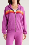 Aviator Nation 5-stripe Zip Hoodie In Magenta/orange Yellow