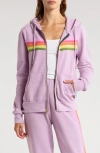 Aviator Nation 5-stripe Zip Hoodie In Mauve/pink Green