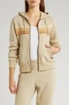 Aviator Nation 5-stripe Zip Hoodie In Sand/ Tan