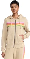Aviator Nation 5-stripe Zip Hoodie In Sand/pink Green