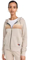 Aviator Nation 5 Stripe Zip Hoodie In Sand/tan
