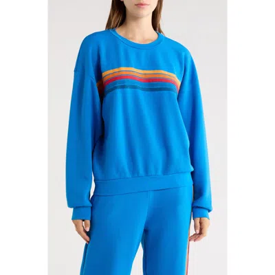 Aviator Nation 5-stripe Crewneck Sweatshirt In Blue