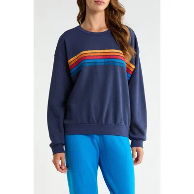 Aviator Nation 5-stripe Crewneck Sweatshirt In Blue