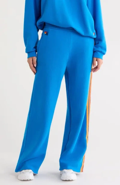 Aviator Nation 5-stripe Wide Leg Sweatpants In Blue