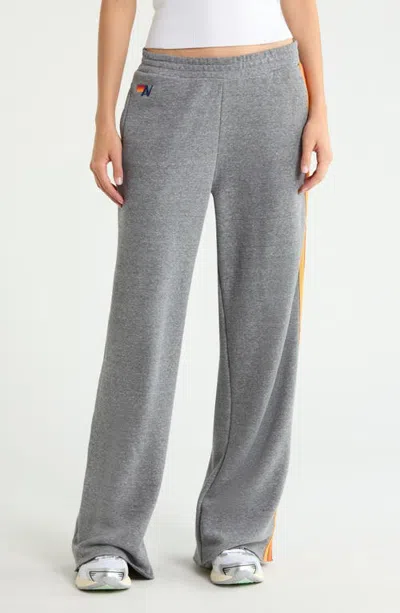 Aviator Nation 5-stripe Wide Leg Sweatpants In Gray